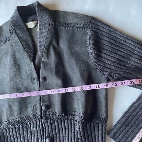 Vintage 90s J. Jill suede leather wool sweater jacket  S women’s button down - Picture 7 of 8
